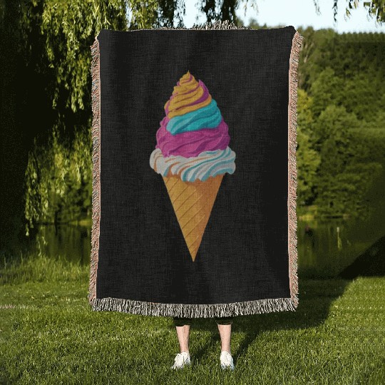 Colorful ice cream icon Woven Blankets