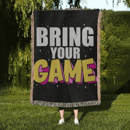BRING YOUR GAME nostalgia Woven Blankets