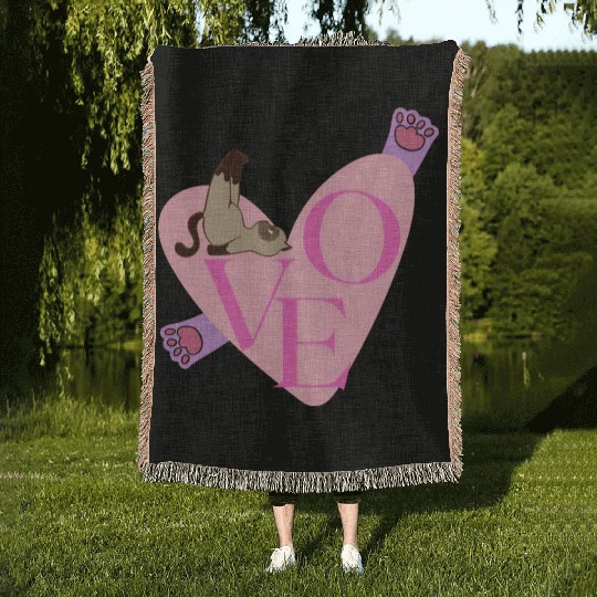 Love Cat nostalgia Woven Blankets