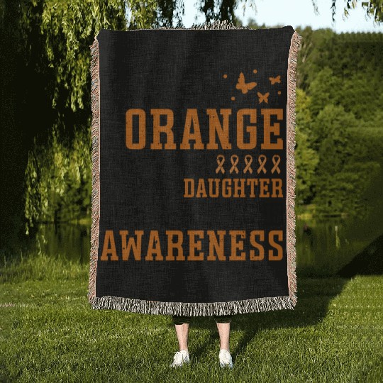 I Wear Orange For My Daughter Multiples Sclerosis Woven Blankets