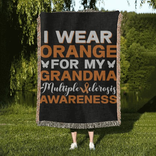 I Wear Orange For My Grandma Multiples Sclerosis Woven Blankets