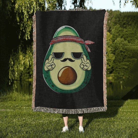Hippie Avocado with Beard Woven Blankets