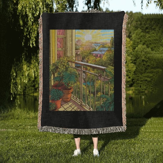 Urban Gardening Balcony Garden Gardener Plant Woven Blankets