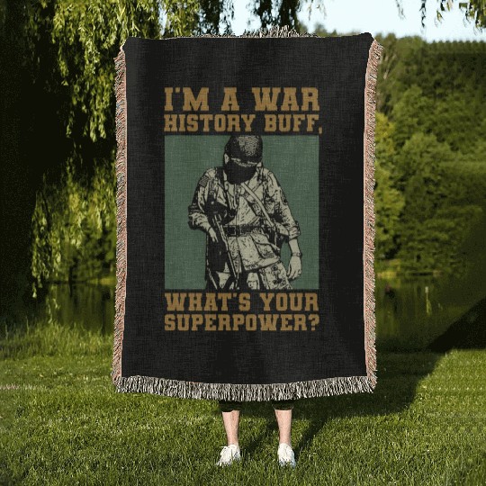 War History Buff - WW2 Enthusiast Woven Blankets