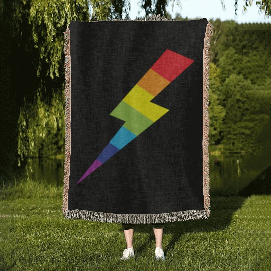 Awesome Rainbow Lightning Bolt Print Woven Blankets