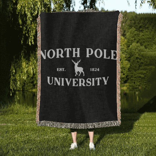 North Pole University - Reindeer - Merry Christmas Woven Blankets