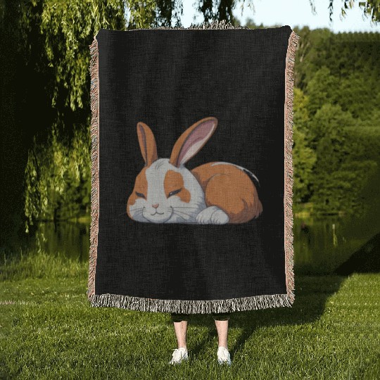 Lonely rabbit Woven Blankets