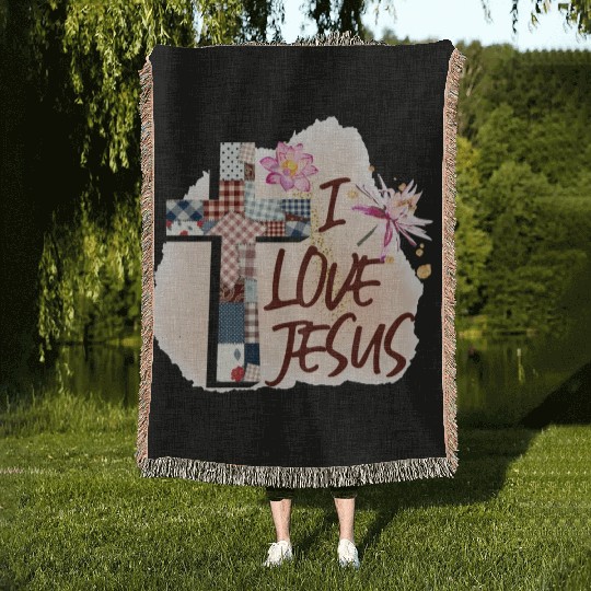 I Love Jesus Woven Blankets