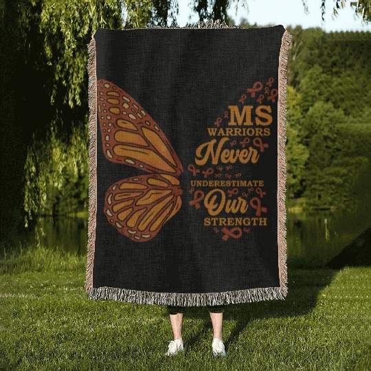 MS Warriors Never Underestimate Our Strength Woven Blankets