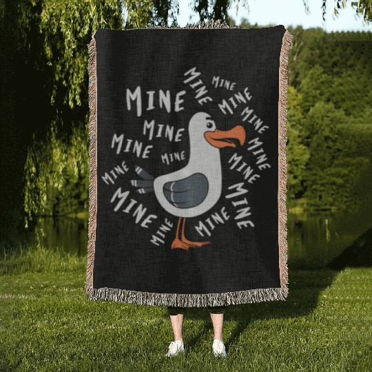 Mine Mine Mine Seagull Bird Beach Chicken Woven Blankets