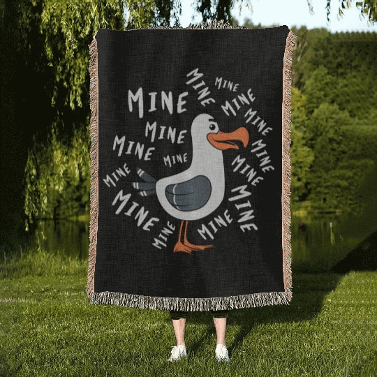 Mine Mine Mine Seagull Bird Beach Chicken Woven Blankets