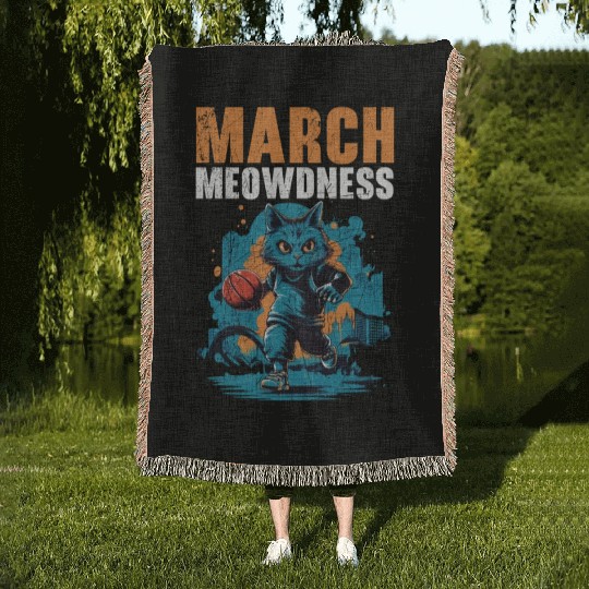 Basketball Cat Basketball Player I Love Basketball Woven Blankets