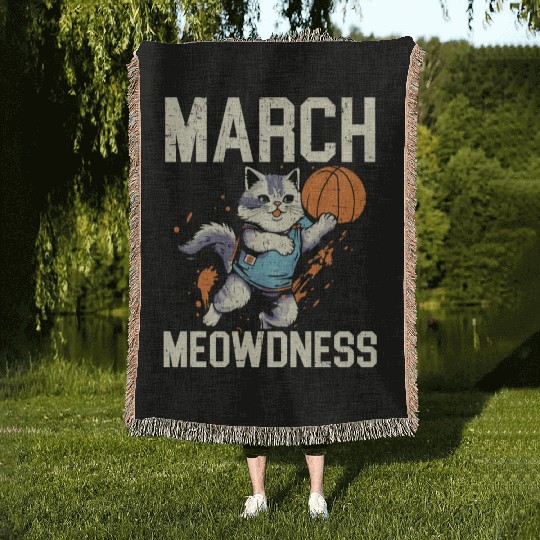 Basketball Cat Basketball Player I Love Basketball Woven Blankets