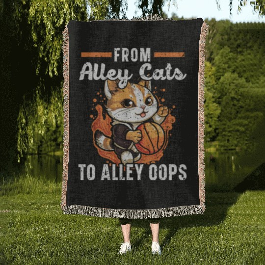 Basketball Cat Basketball Player I Love Basketball Woven Blankets