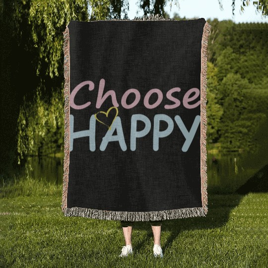 Choose Happy/Cheerful Vibes/Women&Kids Design D83D DE0A D83D DC99 Woven Blankets