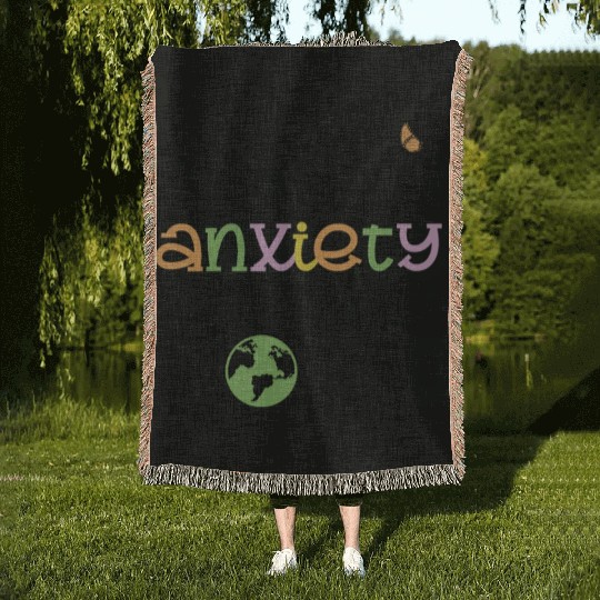 Just Me and Anxiety Against The World Woven Blankets