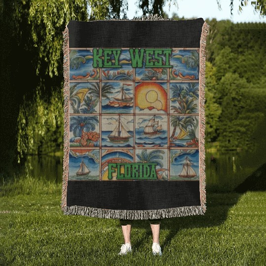 Key West Folk Art Woven Blankets
