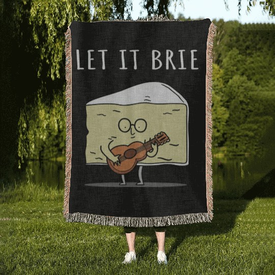 Let It Brie Cheese Musician With Guitar Woven Blankets