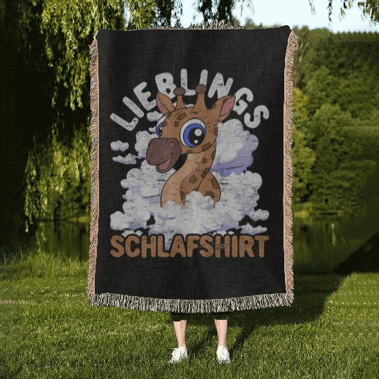 Night owl giraffe gift favorite sleep Woven Blankets