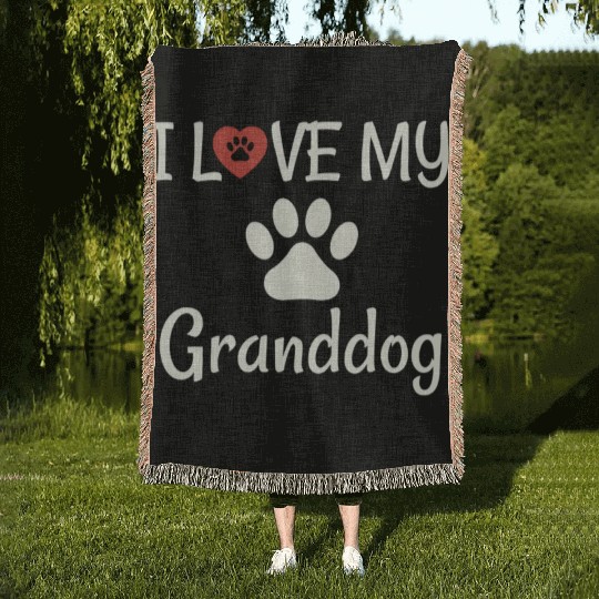 Granddog Dog Grandma Grandpa I Love My Granddog Woven Blankets