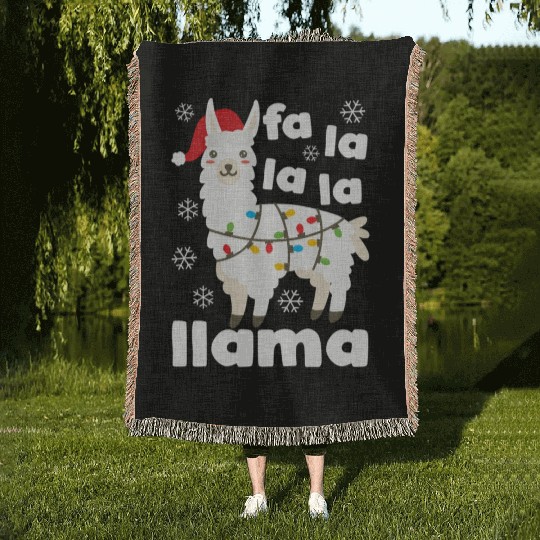 Fa La La Llama Falala Kawaii Snow Lamb Woven Blankets
