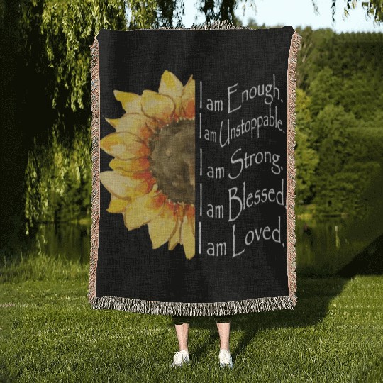 Sunflower - I Am Enough - Sunflower Woven Blankets
