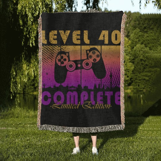 40th Birthday Gaming Level 40 Complete Gamer Woven Blankets