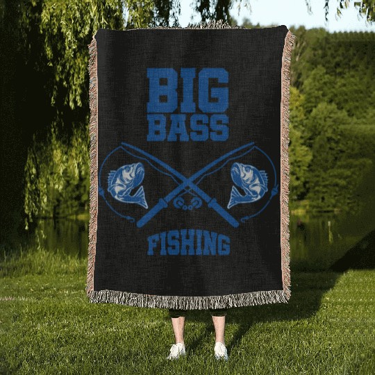 Big Bass Fishing Woven Blankets