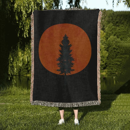 nature pine tree Woven Blankets