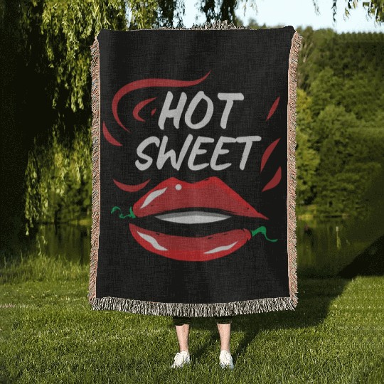 Red Hot Sweet Pepper Lips Woven Blankets