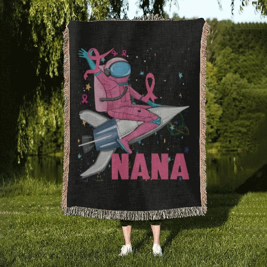 I Wear Pink For My Nana Breast Cancer Awareness Woven Blankets