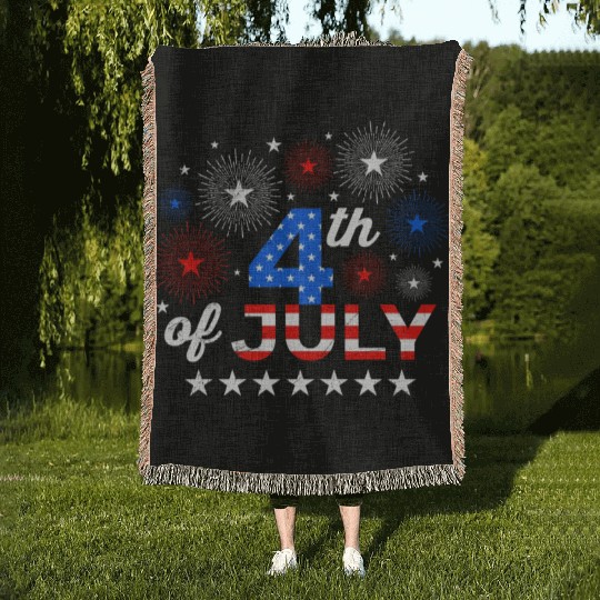 4th July Independence Day Independent America Woven Blankets