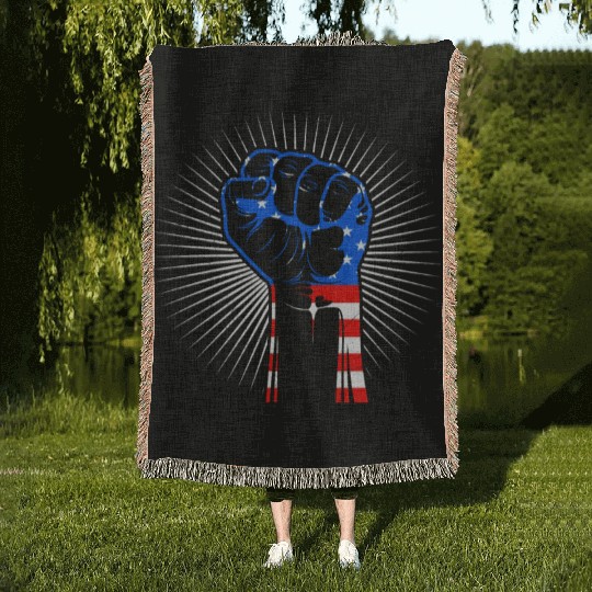 American Fist Stars and Stripes USA Party Woven Blankets