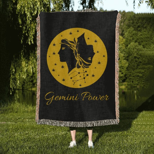 Gemini Power Zodiac Sign Woven Blankets