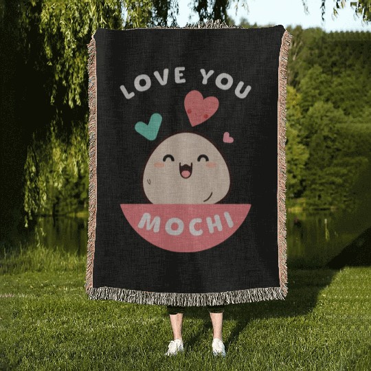 Love You Mochi Woven Blankets