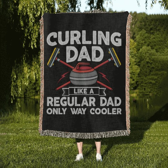 Curling Dad Like A Regular Dad But Cooler Retro Woven Blankets
