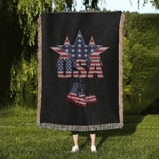 God bless America the land of the free Woven Blankets