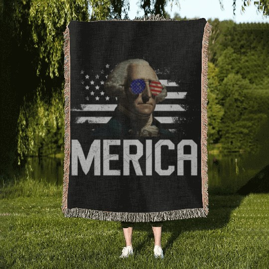 Merica George Washington Independence Day Woven Blankets