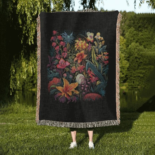 Orchids Flowers Garden Blossom Orchid Lover Woven Blankets