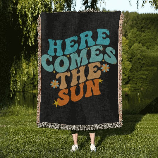 Here Comes The Sun Funny Woven Blankets