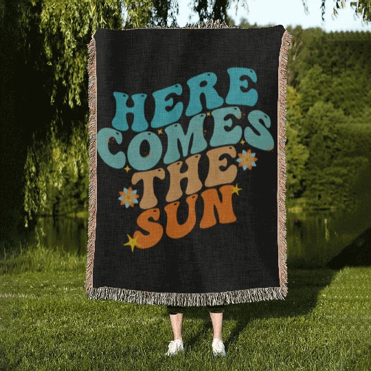 Here Comes The Sun Funny Woven Blankets