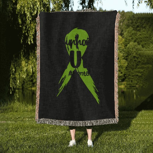 Support Squad Mental Health Awareness Lime Green Woven Blankets