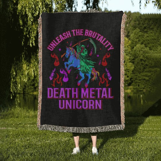 Goth Rock Satan Girl Woman Festivals Death Metal Woven Blankets