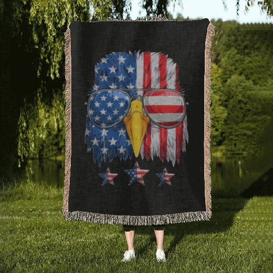 Patriots America Ealge Stars and Stripes US Pride Woven Blankets
