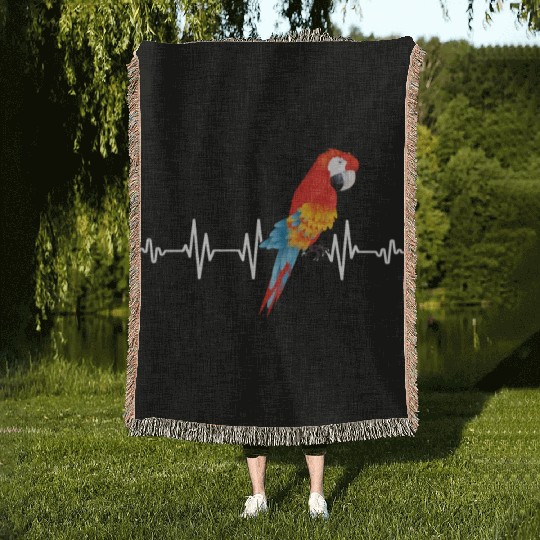 Macaw Heart Beat Parrot lover Macaws Parrots Woven Blankets