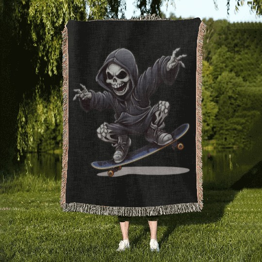 Grim Reaper Shreds the Streets: Skateboarding for Woven Blankets