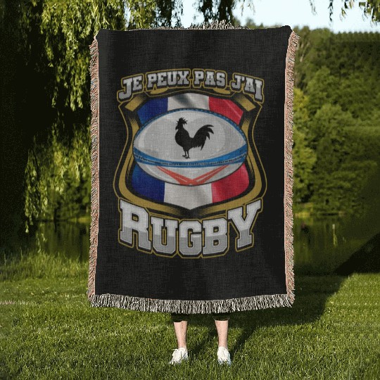 Je Peux Pas J ai Rugby France Rugby Woven Blankets