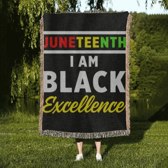 Juneteenth Excellence Black African American Flag Woven Blankets