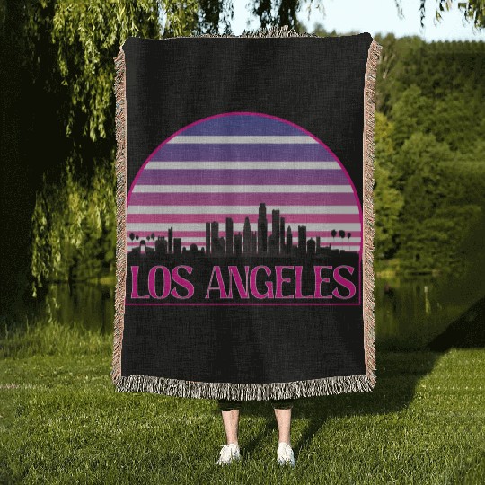 LOSANGELES CIRCLE striped Woven Blankets