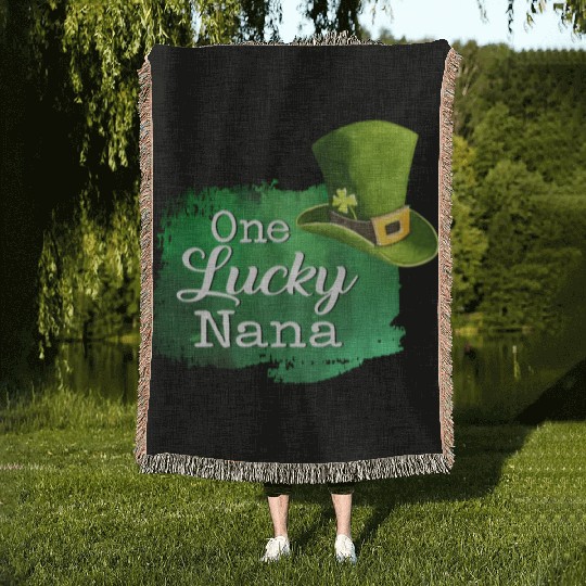 One Lucky Nana Patrick's Day Mother Day For Mom Woven Blankets